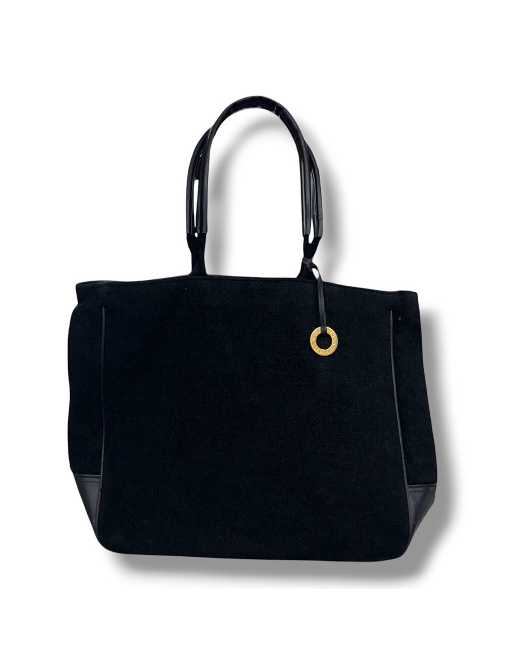 Vintage Givenchy Parfums Black Felt Tote Bag Red Lining Leather Trim